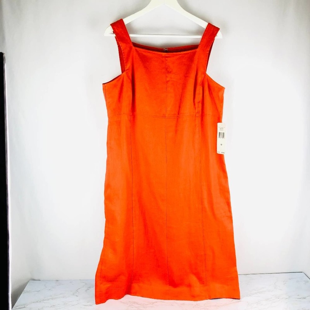 NWT Ralph Lauren Orange 100% Linen Dress Size 12